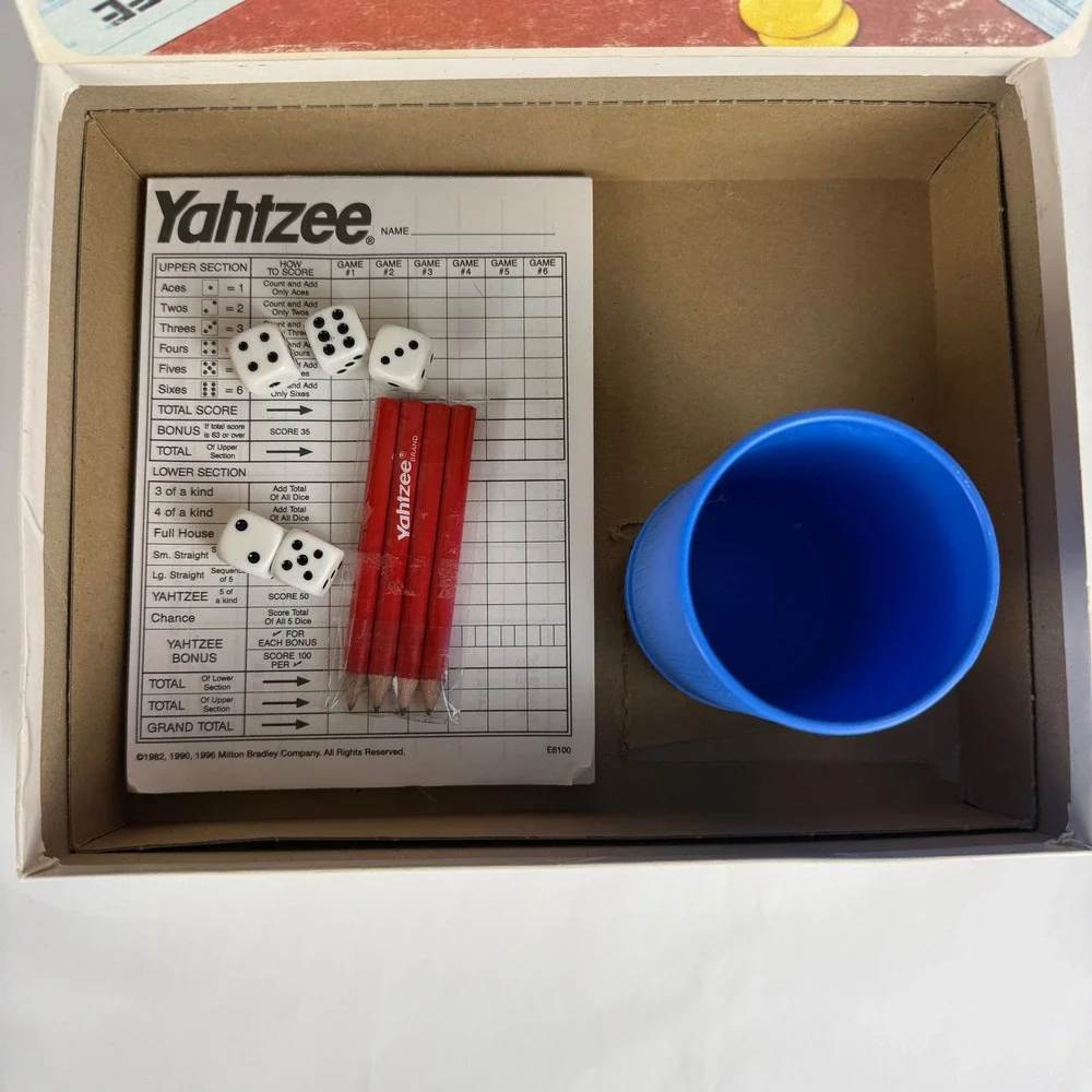 Vintage 1980 Yahtzee Milton Bradley E950 Dice Game Original Box Made USA